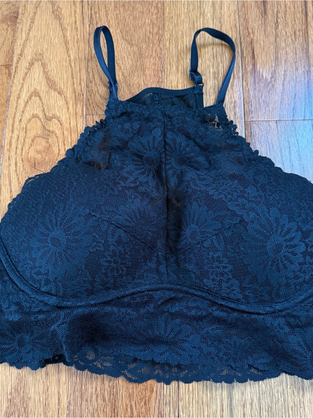 PINK Victoria's Secret Black Lace High-Neck Bralette